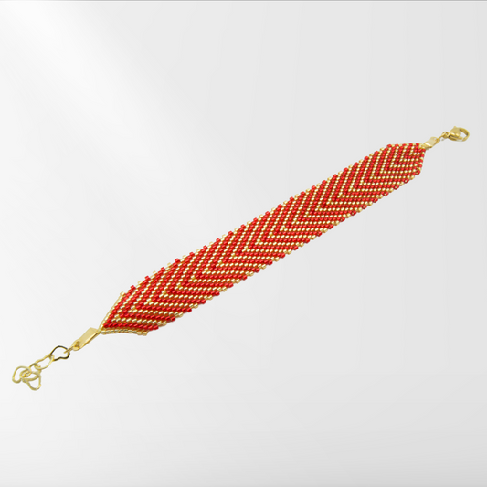 Wide Miyuki Bracelet Fire Red