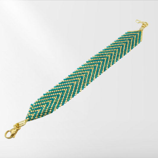 Wide Miyuki Bracelet Water Green